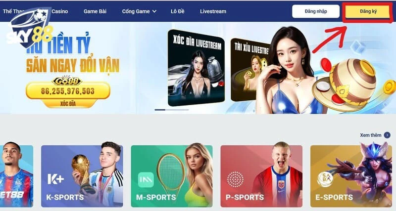 Hướng dẫn các bước đăng ký tài khoản game Sky88